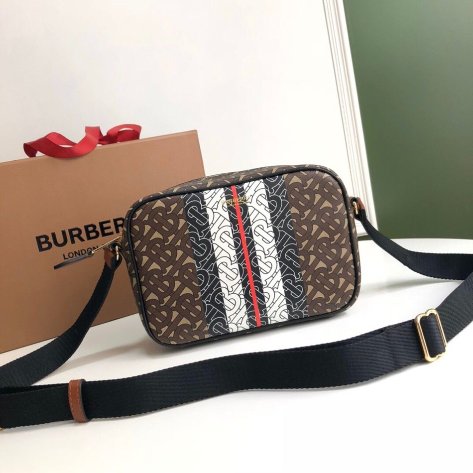 Burberry Logo Striped Eco Canvas Crossbody Bag