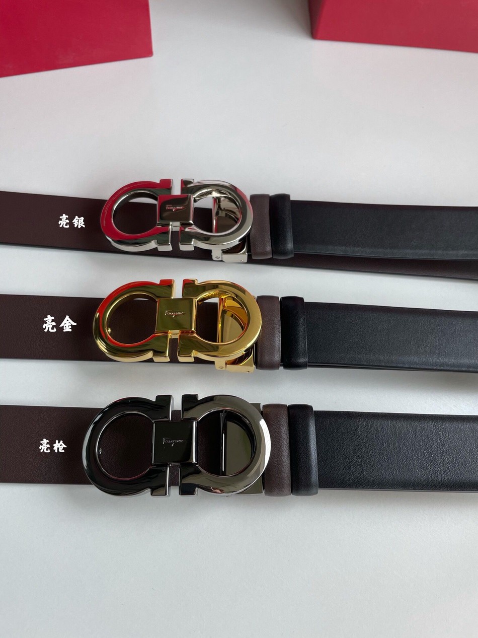 Salvatore Ferragamo men s 3.5cm metal buckle belt