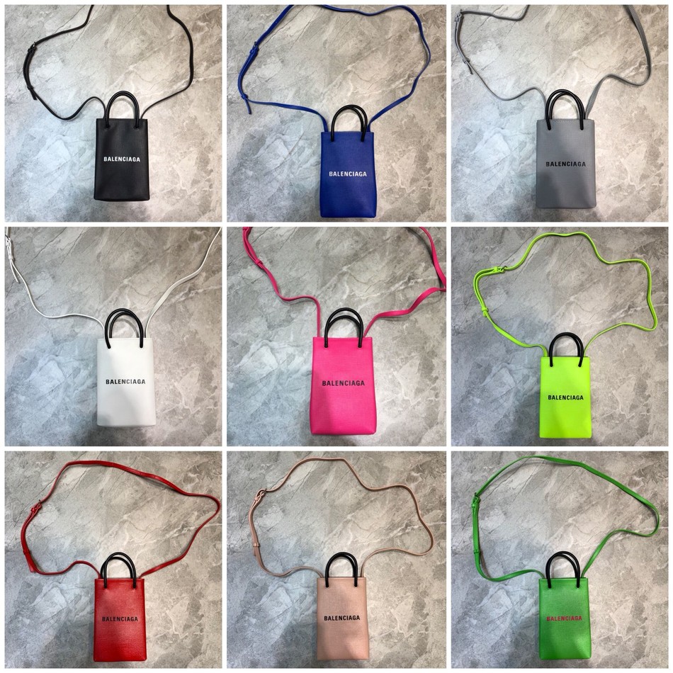 Balenciaga mini phone bag with leather shoulder strap