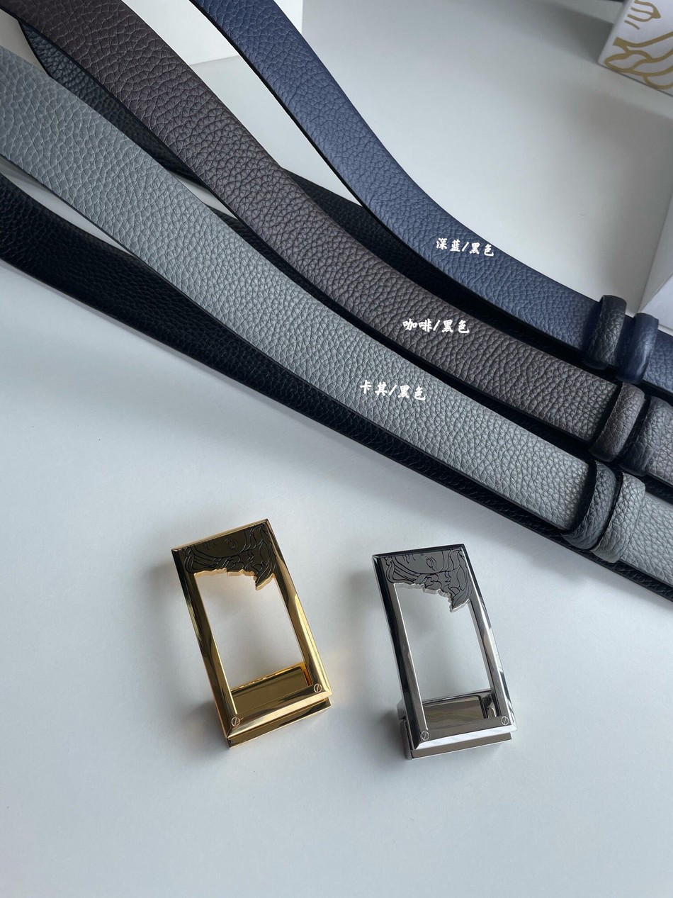 Versace Stainless Steel Medusa Hollow Metal Buckle Cowhide Reversible Belt 3.5cm