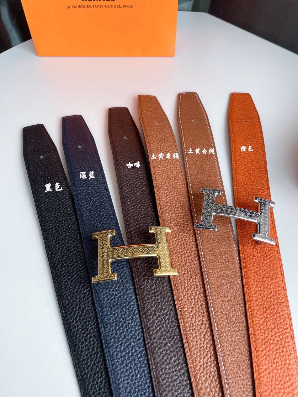 Hermes H steel pattern metal head Reversible usable belt 3.8cm