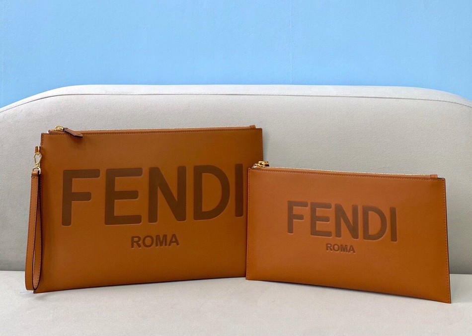 Fendi calfskin logo flat clutch 8370L 8370S