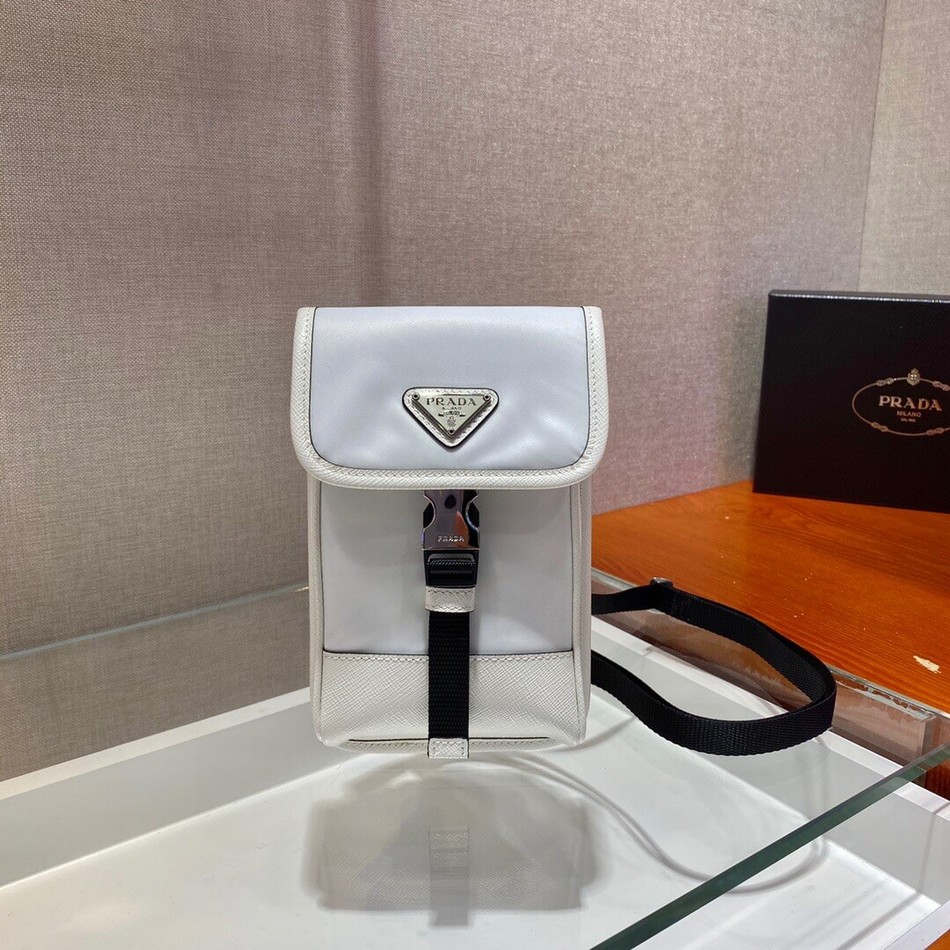 Prada nylon and saffiano leather phone case 2ZH109_2BBD_F0009