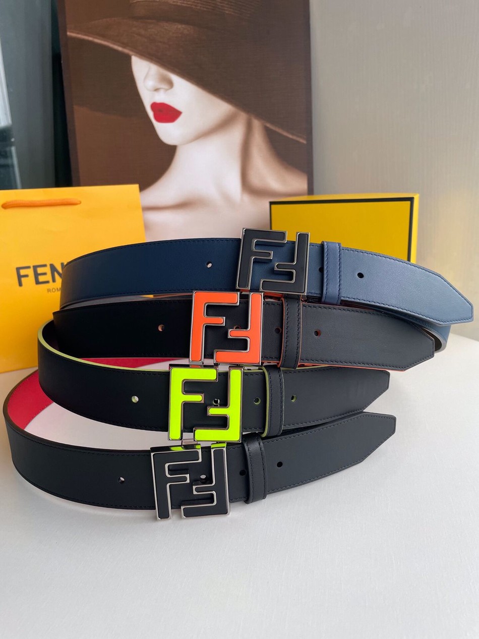 Fendi men s FF craft metal buckle, leather Reversible belt