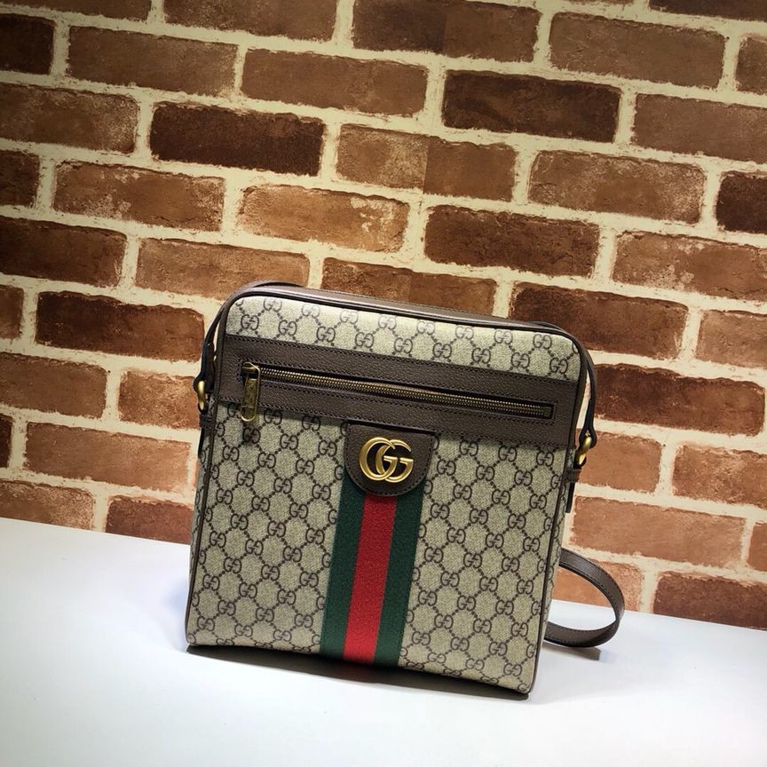 Gucci red and green striped GG shoulder bag