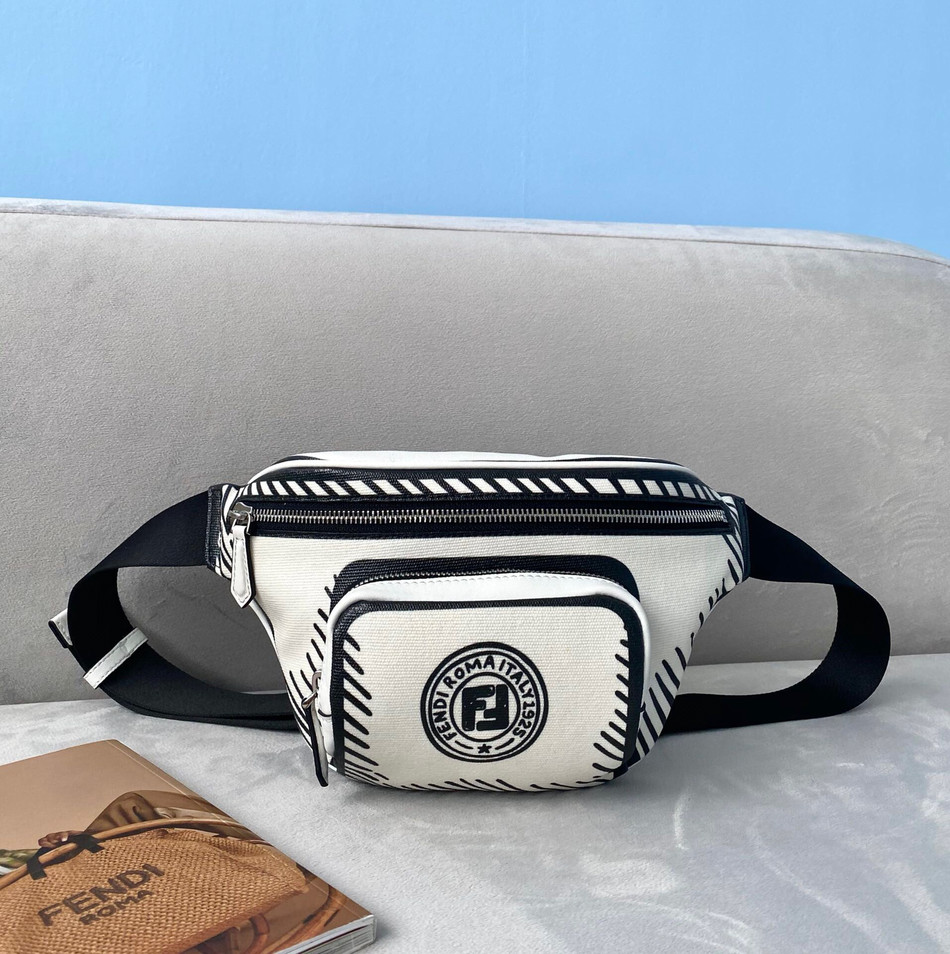 Fendi California sky black and white graffiti chest bag