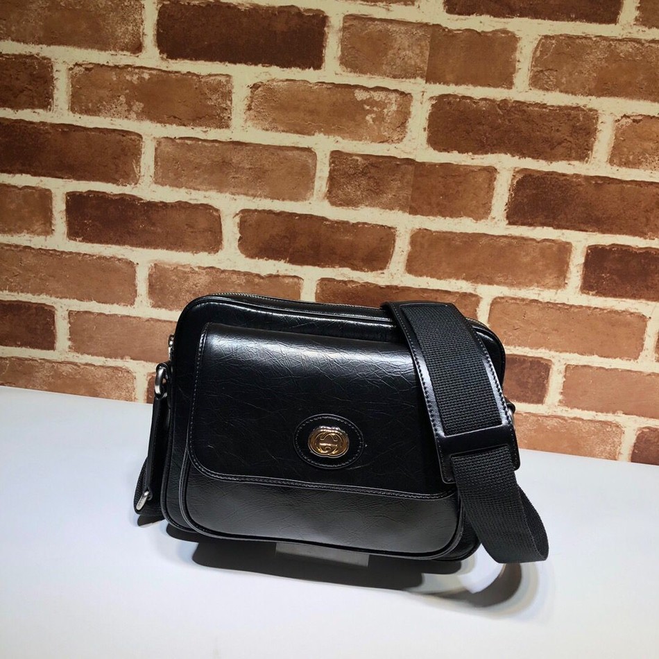 Gucci black soft leather shoulder crossbody bag