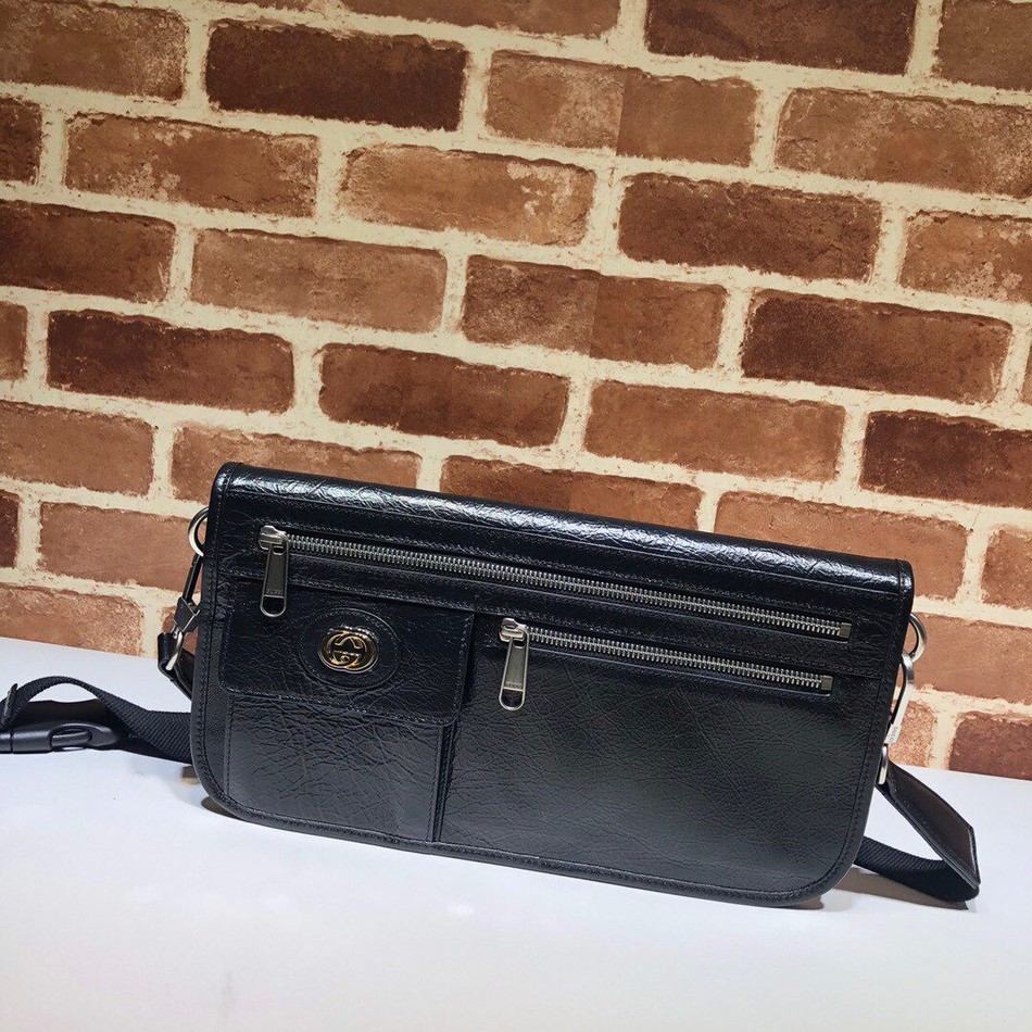 Gucci black soft leather shoulder bag