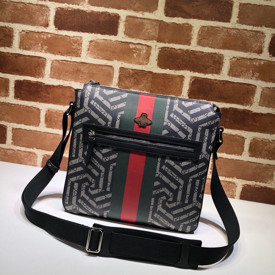 Gucci geometric pattern red and green striped shoulder bag