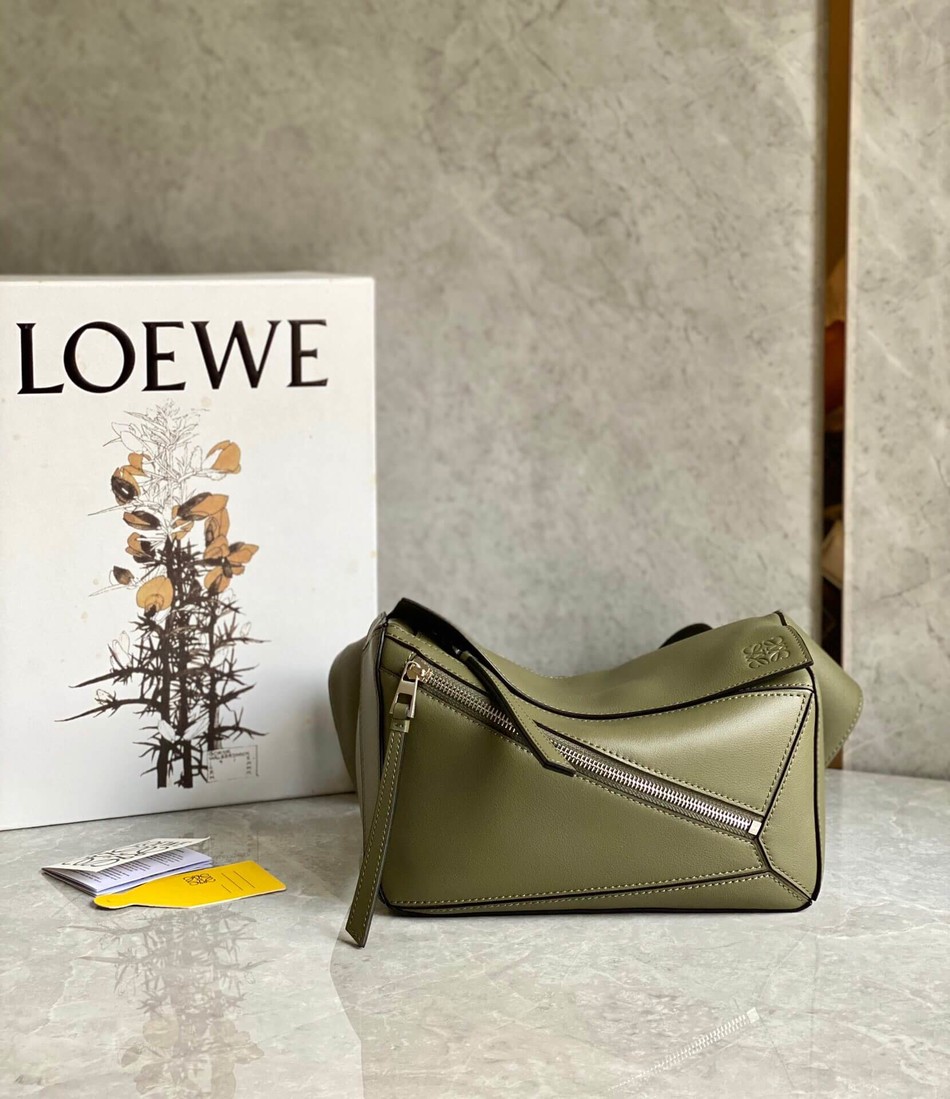 Loewe Calfskin Puzzle Series Waist Bag 0188 Dark Green