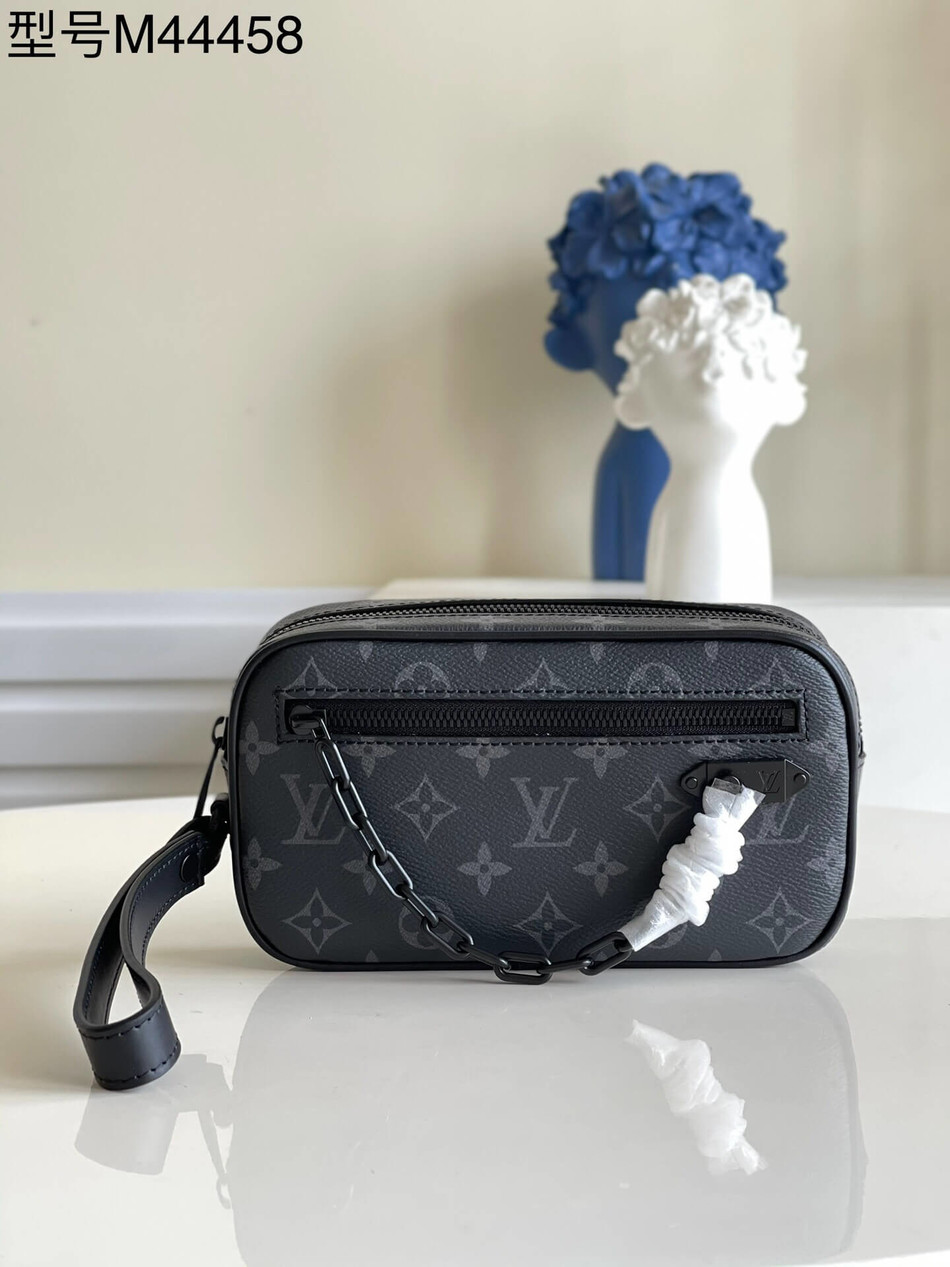 Louis Vuitton Virgil Abhol Chain Clutch Black Flower M44458