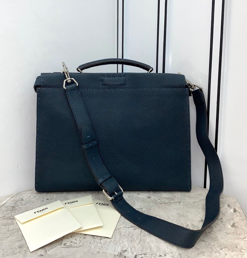 Fendi PeekaBoo FIT Roman leather hand-stitched men s handbag