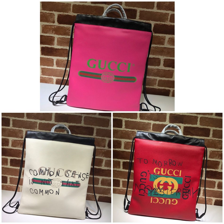 Gucci soft leather drawstring backpack