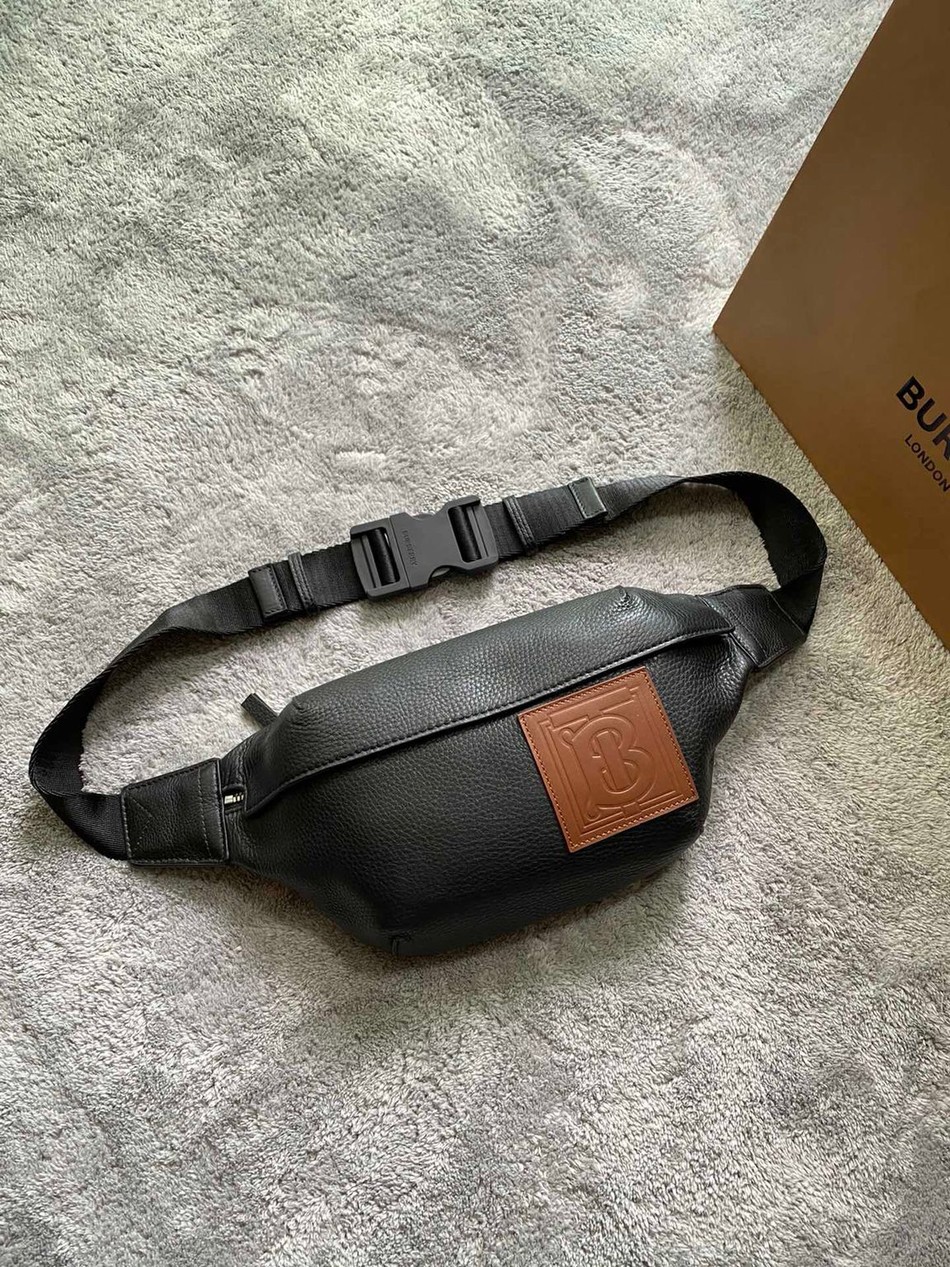 Burberry leather brand logo embossed belt bag