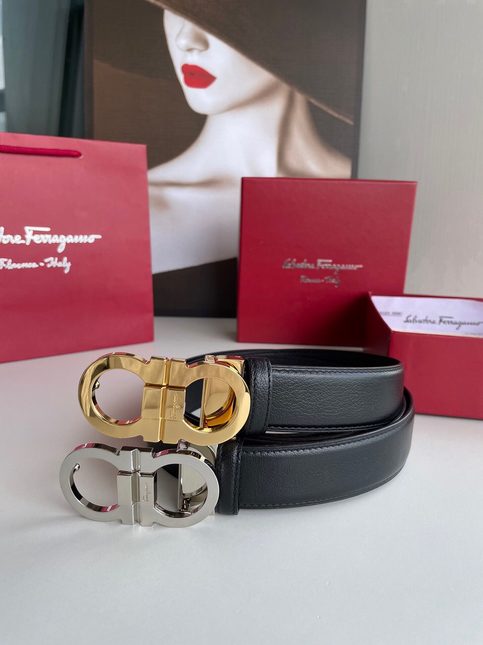 Salvatore Ferragamo men s 3.5cm metal buckle belt