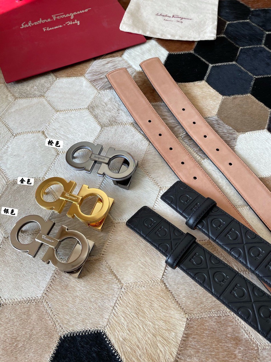 Salvatore Ferragamo cowhide printed GANCINI buckle belt 3.5cm