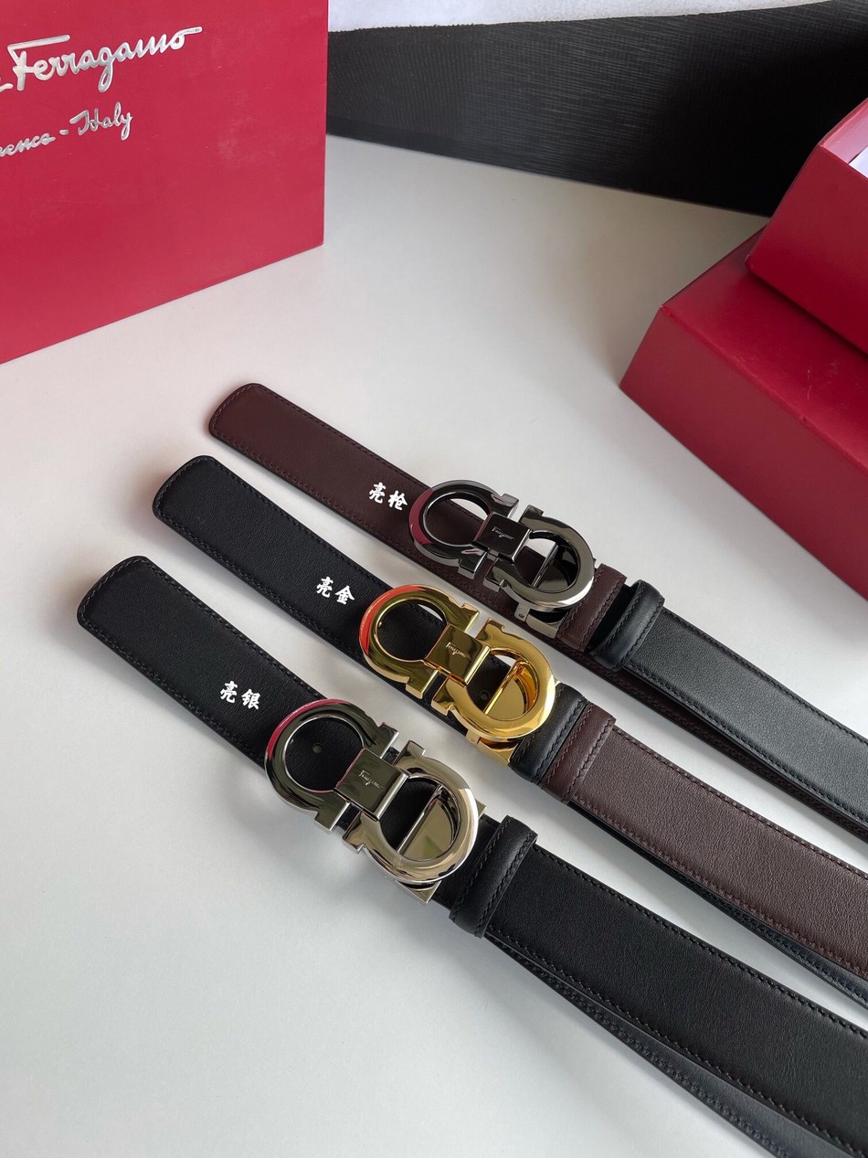 Ferragamo Ferragamo Cowhide Reversible Belt 3.5cm