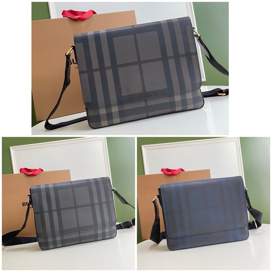 Burberry soft leather-trimmed London check messenger bag