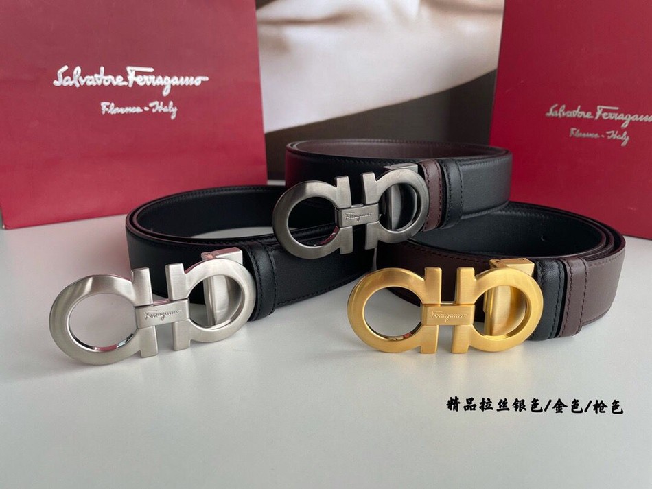 Ferragamo men s 3.5cm boutique metal buckle belt