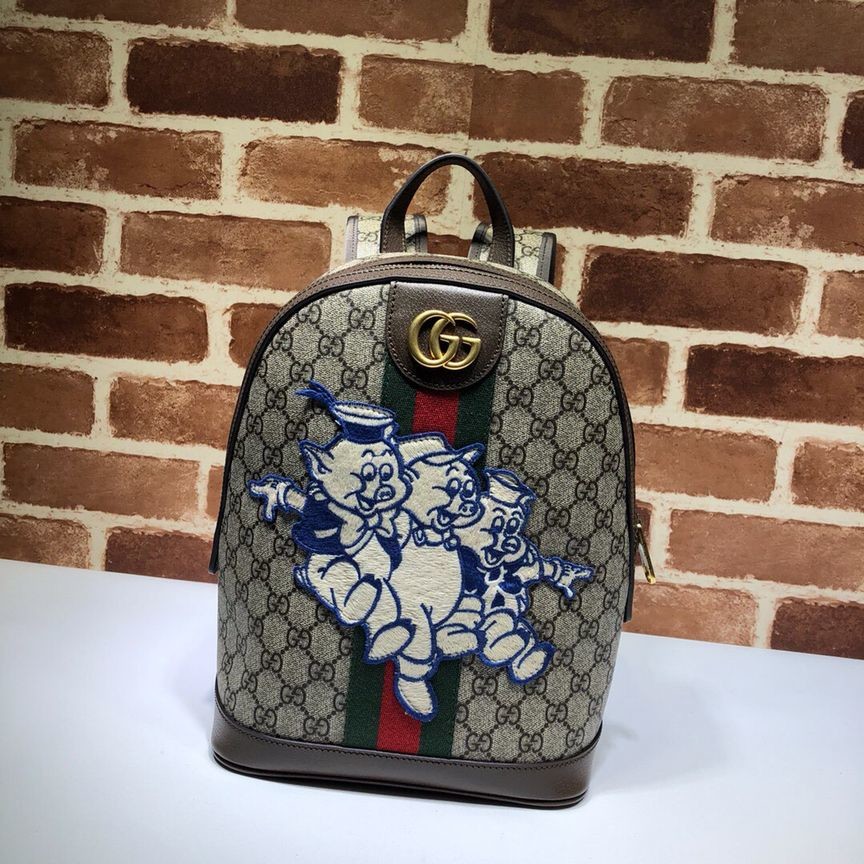 Gucci three little pigs print GG backpack