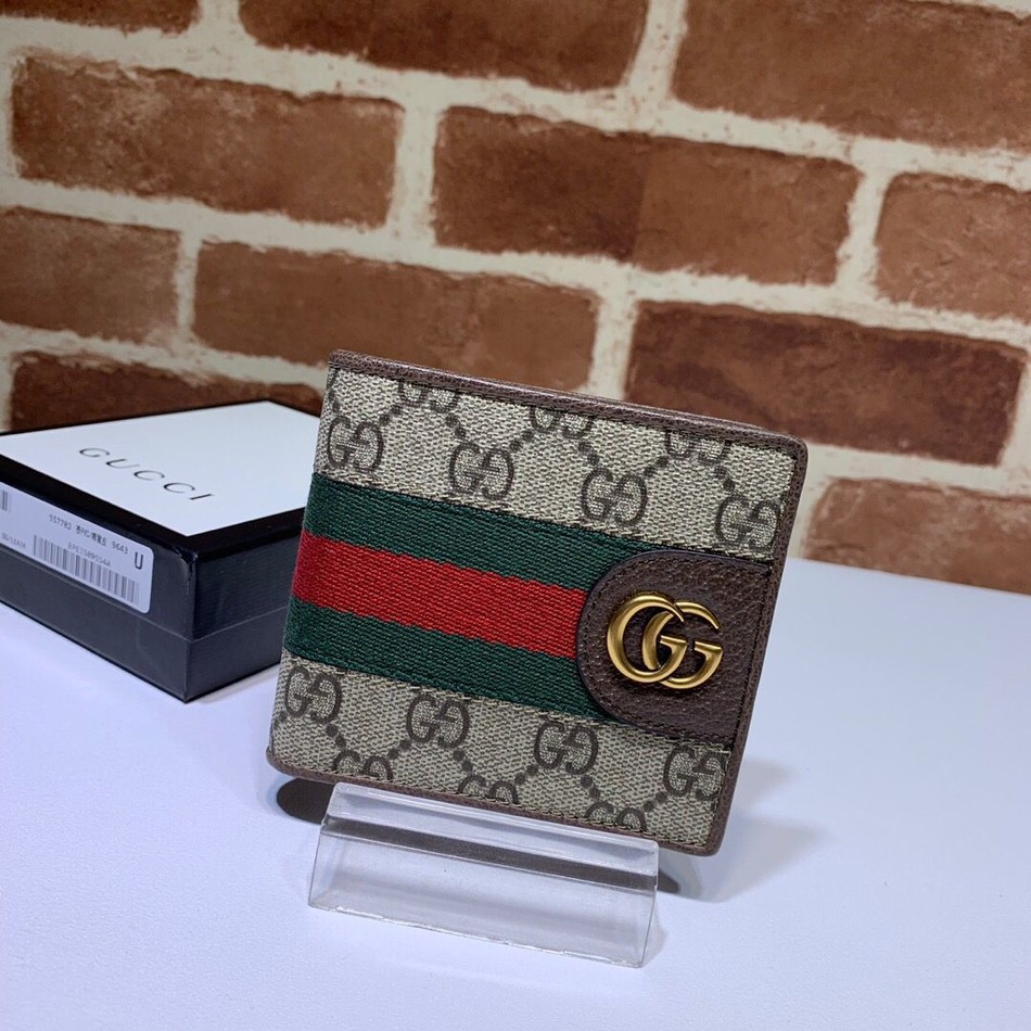Gucci red and green stripes GG wallet