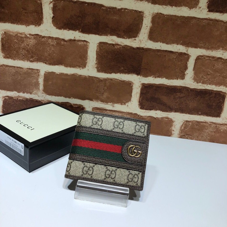 Gucci red and green stripes GG wallet