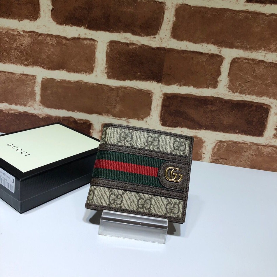 Gucci red and green stripes GG short wallet 597609