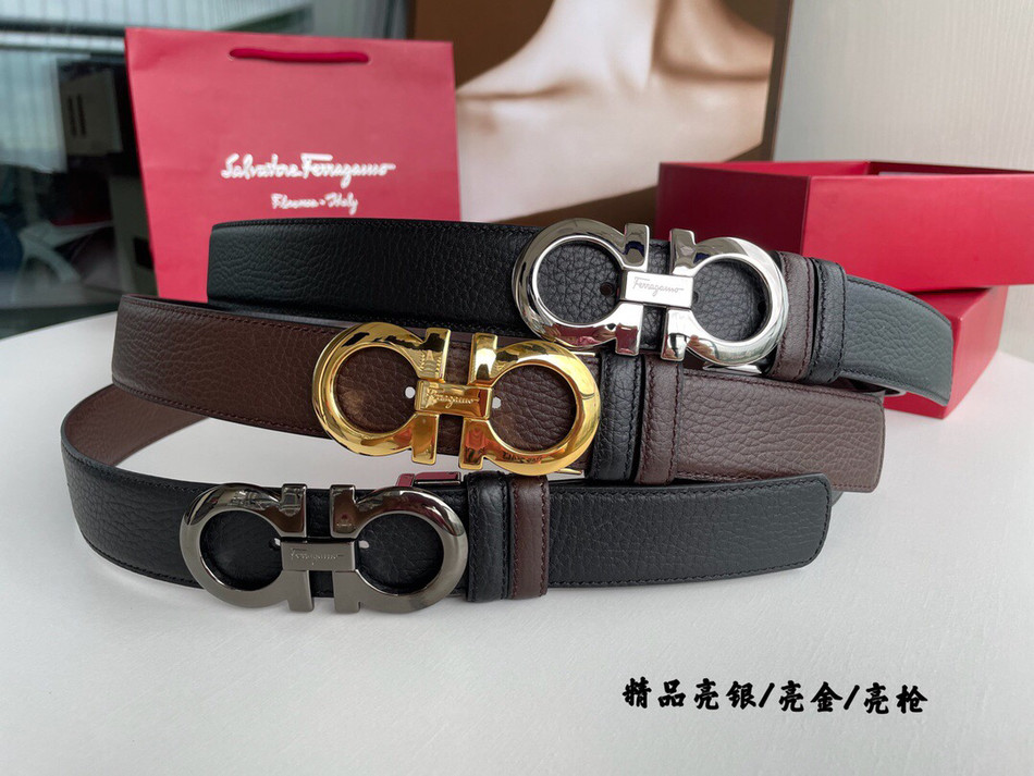 Ferragamo men s 3.5cm boutique metal buckle belt