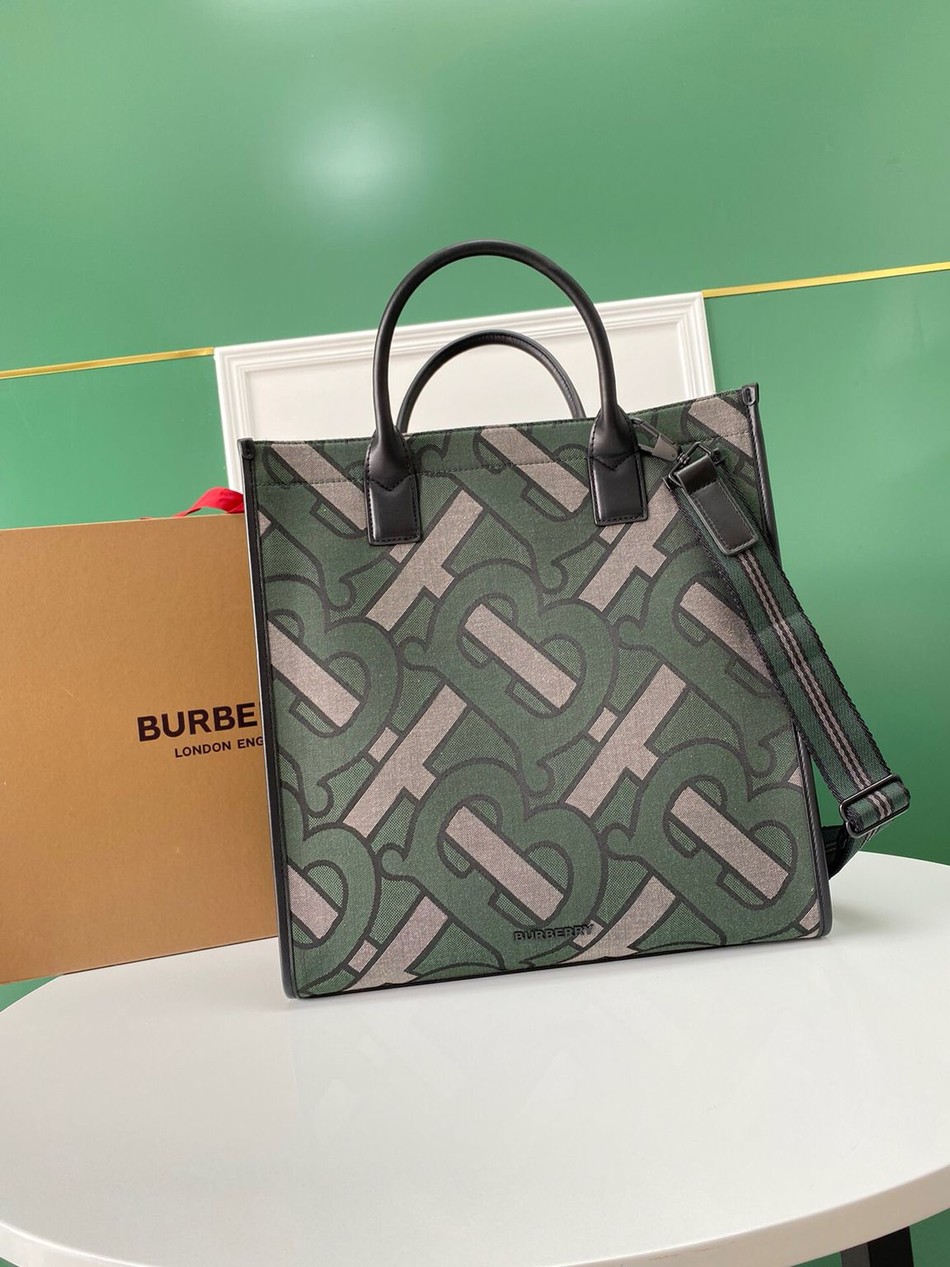 Burberry Logo Pattern Jacquard Tote Bag