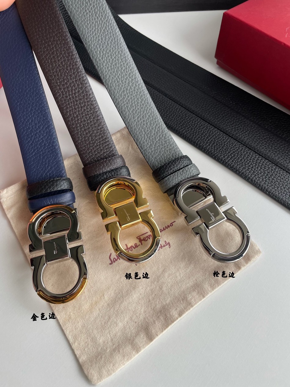 Ferragamo classic polished Gancini buckle men s boutique 3.5cm belt