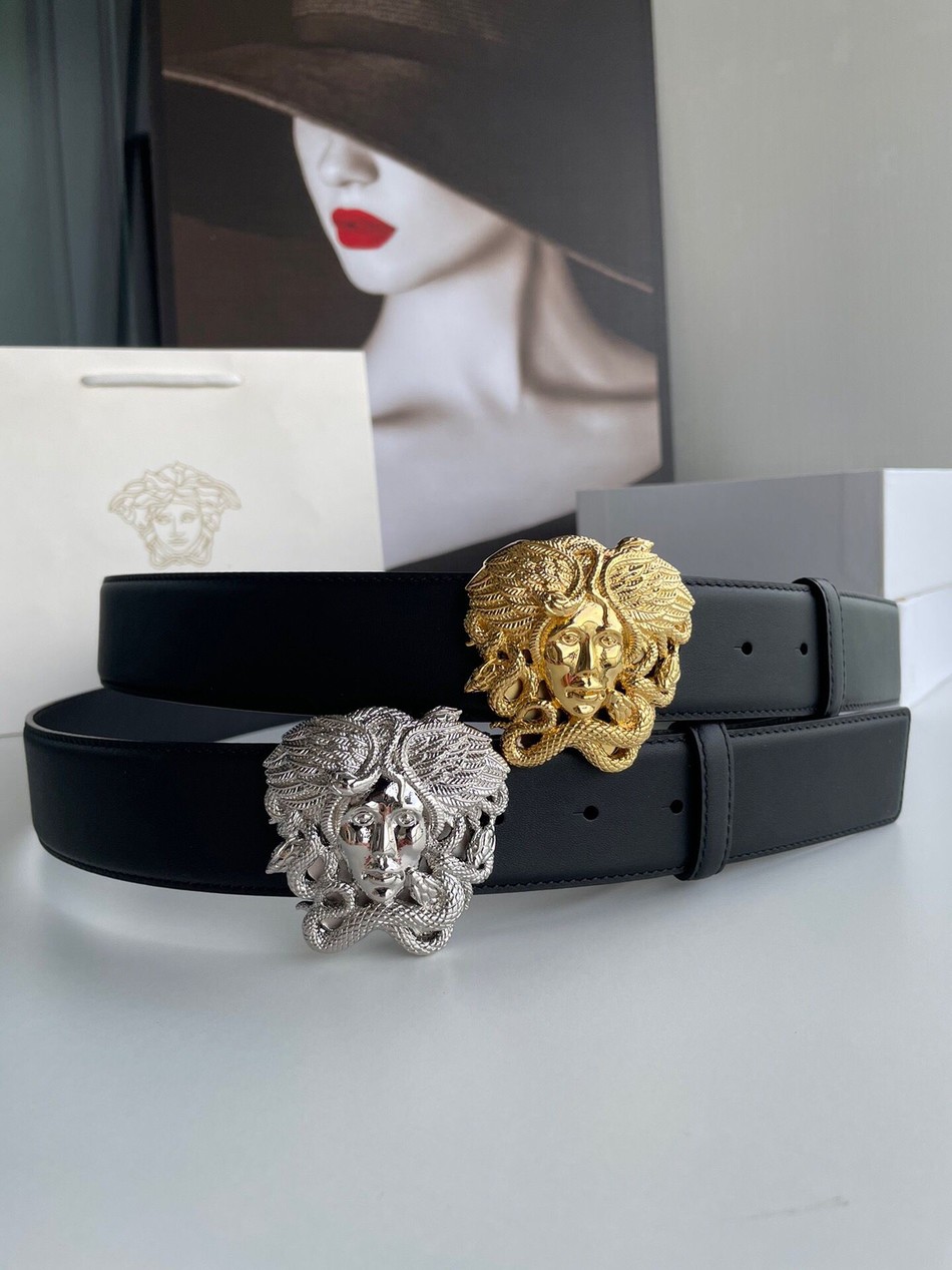 Versace stainless steel Medusa belt cowhide 40mm belt