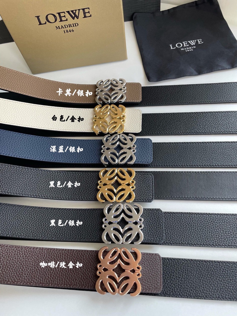 Loewe stainless steel Logo metal buckle with cowhide Reversible belt 40mm