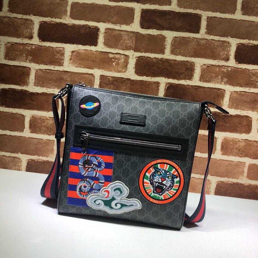 Gucci GG black leather shoulder bag