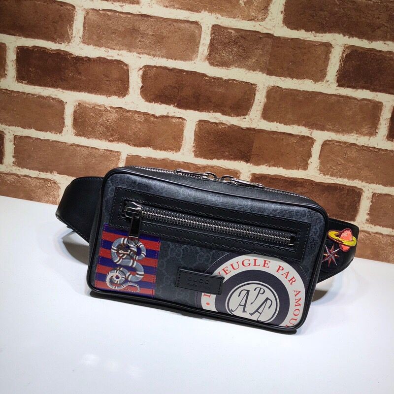 Gucci embroidered soft canvas belt bag