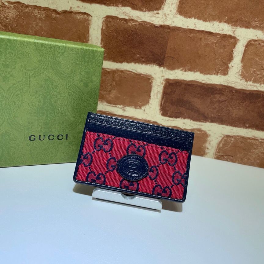 Gucci red canvas card holder 661101