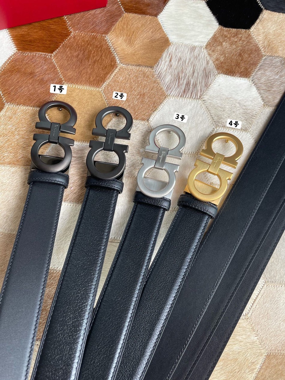 Salvatore Ferragamo men s 3.5cm leather belt with metal buckle