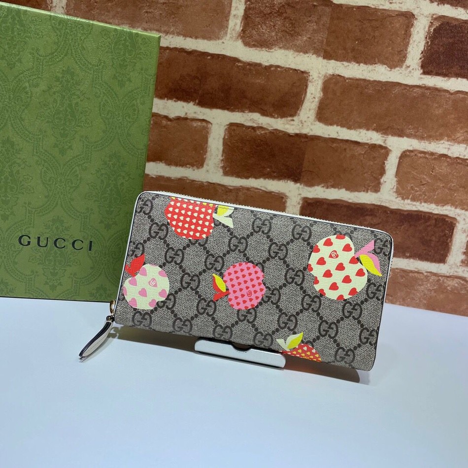 Gucci Apple Pattern Full Zip Wallet 663924