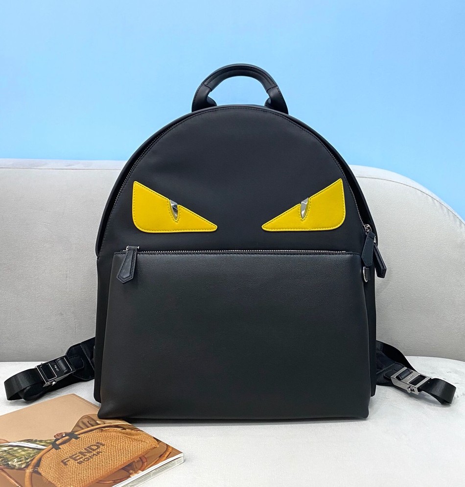 Fendi nylon panelled leather backpack