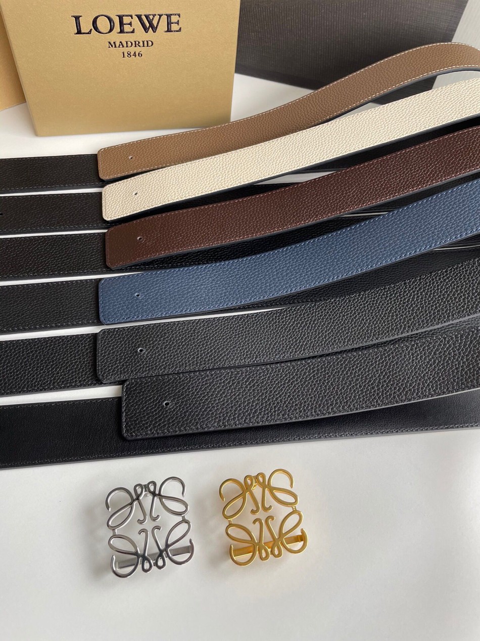 Loewe stainless steel Logo metal buckle with cowhide Reversible belt 40mm