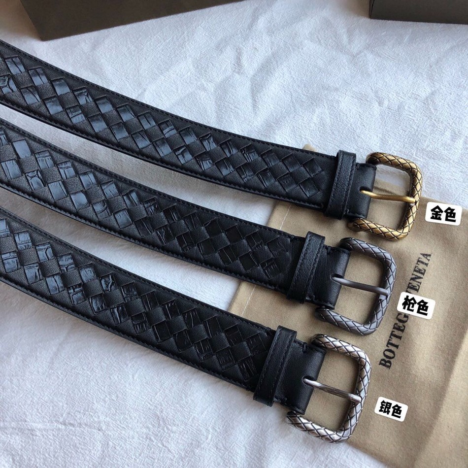 Bottega Veneta fine imitation crocodile leather weaving process combined with retro pattern buckle head men s belt width 38mm