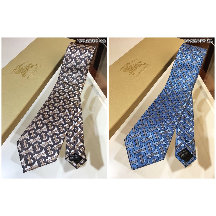 Burberry 100% top jacquard silk B logo jacquard tie