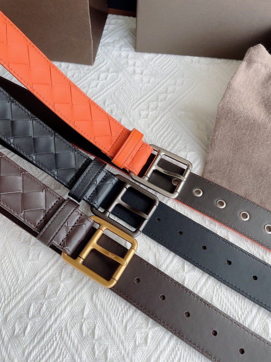 Bottega Veneta Calfskin knitting process with pin buckle men s 3.5cm belt