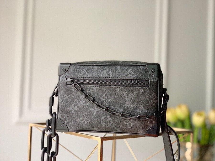 Louis Vuitton Mini SOFT TRUNK Soft Box Chain Bag M44735 Black Flower