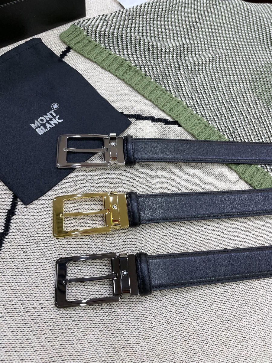 MontBlanc Reversible delicate leather belt with pin buckle