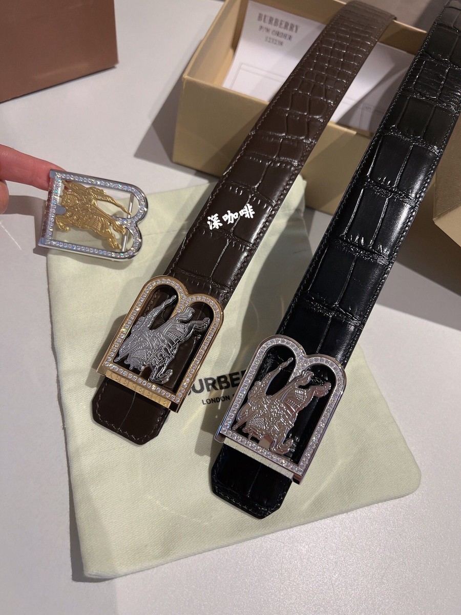 Burberry Stainless steel B-shaped war horse inlaid metal buckle 3.5cm