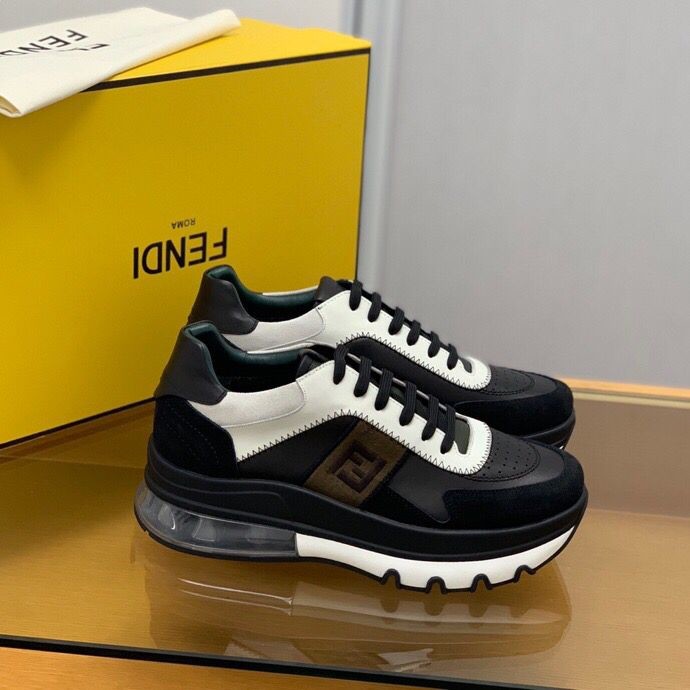 Fendi Men s sneakers in black and white calfskin