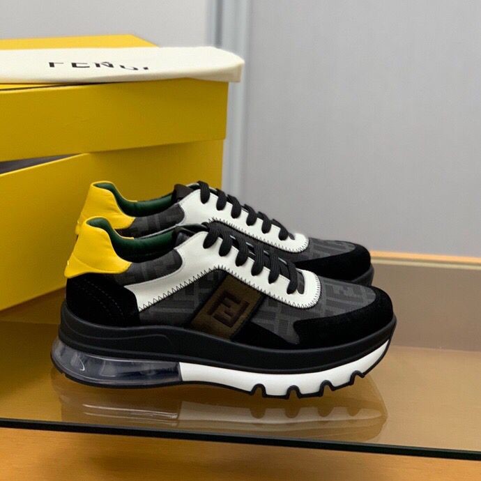 Fendi Men s sneakers in black and white calfskin