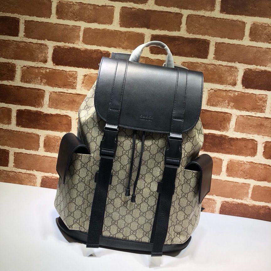 Gucci GG canvas black leather backpack 450958
