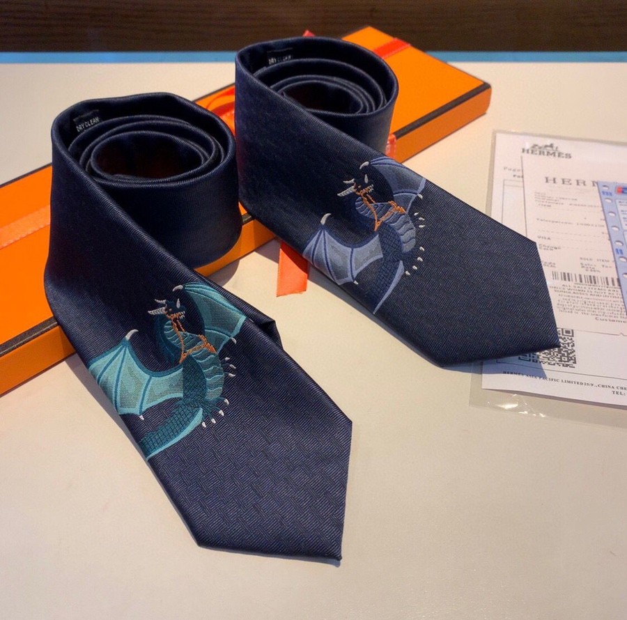 Hermes 100% top twill silk men s tie