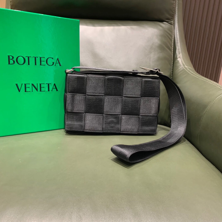 Bottega Veneta WEBBING Fabric Woven Crossbody Bag 680513 Black